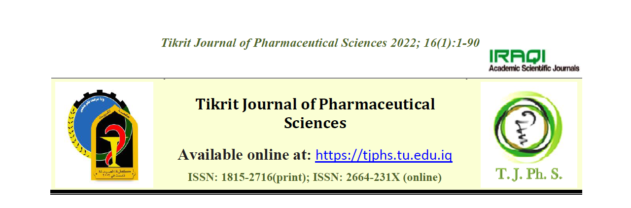 Tikrit Journal of Pharmaceutical Sciences 2022; 16(1)